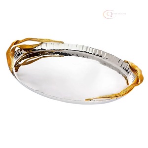 Plateau décoratif en acier inoxydable pour le Ramadan, artisanat métallique pour la décoration de la maison et du bureau |   Pour servir des collations, arrangement de table basse - Product Image 5