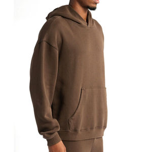 เสื้อสเวตเตอร์แขนยาวของผู้ชายเสื้อมีฮู้ดสไตล์สตรีทโอเวอร์ไซส์ผ้าคอตตอนขนาดใหญ่โลโก้ตามสั่ง - Product Image 3