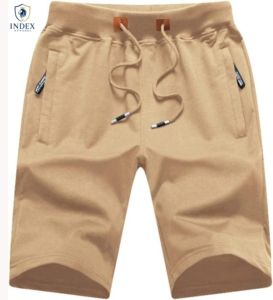 INDEX APPAREL Pantalones Cortos Bermuda de Algodón de Color Sólido para Hombre, Cintura Media, con Cordón Ajustable, Casuales, con Bolsillos - Product Image 1