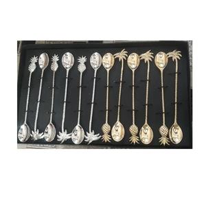 Cuillère à feuilles brillantes avec couleur dorée en laiton taille personnalisée petite cuillère à couverts en métal pour enfants à la maison petite cuillère - Product Image 2