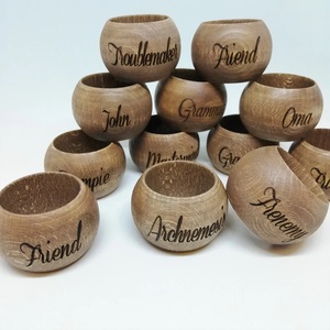 Wooden <b>Napkin</b> Ring Set of 11 Acacia Wood Tissue Ring - Product Image 3