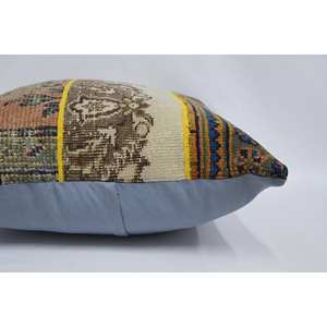 Bohemian Kantha Patchwork Wool Pillow 28x28 Inch Beige Silk Floral <b>Vintage</b> Print Portable for <b>Bedding</b> & Floor Use for Christmas - Product Image 5