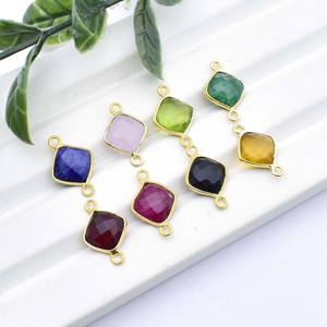 Connecteur en pierre précieuse turquoise plaqué or avec double anneau pour collier ou bracelet, cadeau fait main pour elle - Product Image 5