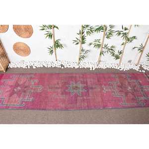 2.7x11.4 ft Turkish Rug, Herki Rug, <b>Red</b> Moroccan Rug <b>Wool</b> - Product Image 3