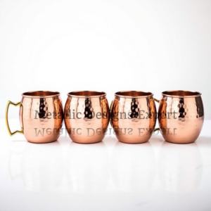 Ensemble de 4 tasses à mule de Moscou en cuivre martelé de 16oz avec élégantes poignées en métal et laiton Barware écologique pour boire - Product Image 2