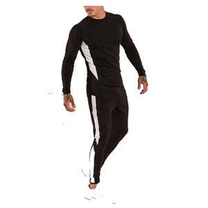 Survêtement de jogging 2 pièces coupe ajustée pour homme Pantalon de survêtement brodé et à capuche pour pantalon coupe ajustée Jogger Suit Stripe Tracksuits - Product Image 3