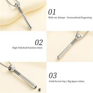 Stainless Steel Cremation Jewelry for <b>Ashes</b> Baseball Memorial Urn for <b>Ashes</b> for Human Pendant <b>Necklace</b> for Human Custom Size - Product Image 3