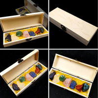 Vente en gros pierre de guérison en cristal brut naturel, coffret en bois, breloque 7 pierres de Chakra pour la méditation