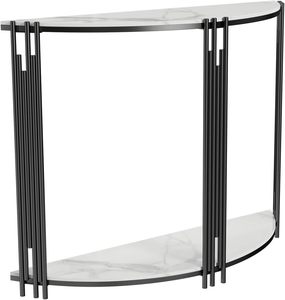 Gold Plated Metal <b>Console</b> <b>Table</b> with <b>Black</b> Marble Sleek Design for Entryway Living Room or Hallway Deco - Product Image 5