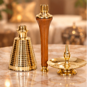 Table Top Bent Type Customizable Masloub <b>Hookah</b> Shisha Wooden Stem Brass Base Traditional Arabic Water <b>Pipe</b> Washable Hose for - Product Image 4