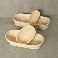 Panier à pain en rotin banneton, paniers de fermentation, ensemble de fabrication de levain de boulangerie avec doublure en tissu