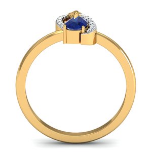 Vente en gros de bague de fiançailles de luxe en laiton plaqué or 18 carats avec pierres précieuses en forme de poire zircon bleu blanc bijoux de fête de mariage pour femmes - Product Image 3