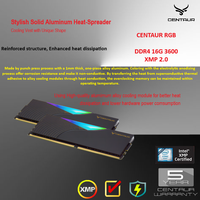 Mémoire Vive CENTAUR RGB RAM 3600 MHz DDR4 4 Go 8 Go 16 Go 32 Go, Pour Gaming, Overclocking PC de Bureau, Memoria 2400/2666/3200 MHz, Fonction ECC, En Stock