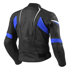 Track Racing Black/Blue Cowhide Leather Motorbike Jacket With CE Protections Genuine Leather Motorcycle Riding Jacket For Men - Product Image 2
