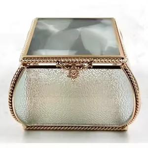 Clear <b>Glass</b> & Metal Printing <b>Glass</b> Display Jewelry <b>Box</b> Housewarming Gifts - Product Image 6