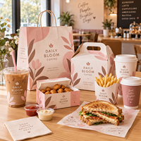 Ensemble d'emballages personnalisés AT PACK pour café à emporter avec logo, sacs en papier, gobelets à café, boîtes alimentaires et fournitures de restaurant pour la promotion de votre marque