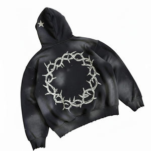 Hoodie personnalisé tendance surdimensionné avec impression délavée, 100% coton molletonné, qualité supérieure, Merial, unisexe - Product Image 2
