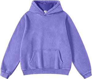 Unisex 100% algodón mezclado lavado ácido francés Terry Hoodie Sun Faded Distressed Boxy Zip forrado bordado toalla Jersey con capucha - Product Image 4