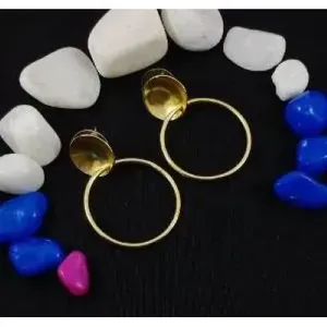 18K Gold Plated Trendy <b>Hoop</b> <b>Earrings</b> Brass Unisex Jewelry with Round Shape and Smooth Finish for Party Occasions - Product Image 1