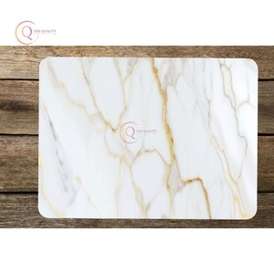 Bloc à découper en marbre blanc avec impression dorée et vaisselle de qualité supérieure Planche de boucher naturelle pour la maison et la cuisine - Product Image 3
