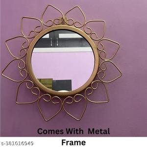 Customized Iron <b>Wire</b> Made Gold Color Mirror Frame Wall Dressing Mirror Round Shape For Living Room Best Quality - Product Image 2