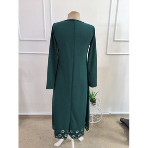 Abito Midi da Donna in <span class=keywords><strong>Crepe</strong></span> Importato <span class=keywords><strong>con</strong></span> Maniche Lunghe, Collo Tondo e Dettagli Floreali Tagliati al Laser, 37486 - <span class=keywords><strong>Smeraldo</strong></span> - Product Image 5