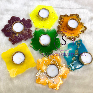 Bougeoirs en cristal de résine belle fleur motif bougeoirs pour fête de mariage, hldi, Mehendi, décor à la maison - Product Image 5