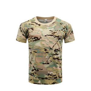 Camiseta de camuflaje para hombre con cuello redondo, ropa de entrenamiento al aire libre de verano de secado rápido, estilo táctico - Product Image 2