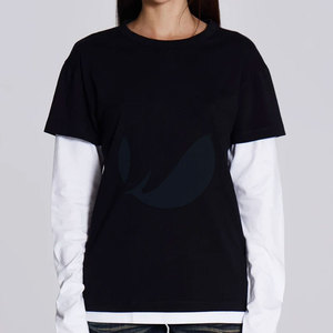 Camiseta de verano informal de doble capa para mujer Patrón sólido con logotipo frontal personalizado Diseño liso para pedidos al por mayor - Product Image 1