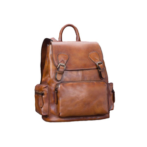 Sac de voyage unisexe en cuir véritable style vintage pour usage quotidien couvre-couche pliable à la mode avec fermeture à glissière - Product Image 3