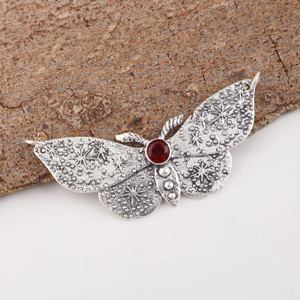 Collier pendentif aile de manteau céleste en grenat rouge taillé rond, plaqué argent 925, pour fiançailles, soirée, pendentif tendance - Product Image 2