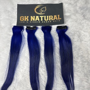 Coloré Clip-In Texture ondulée Midnight Purple Streaks Produit de cheveux humains 100% Real Remy Indian Hair Extensions - Product Image 1