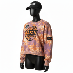 Sudadera para Mujer con Efecto Deslavado al Sol, Felpa Vintage, Color Naranja Morado, Talla Grande, Logotipo Personalizado, Lavado Ácido, Transpirable - Product Image 4