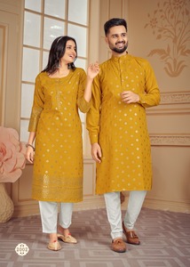 Neue Kollektion Hochzeits-und Party anlass Paar Kombination aus Kurta mit Pyjama und Kurti mit Hosen zum Verkauf - Product Image 4