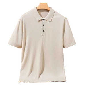 Suéter de lana para hombre, suéter de manga corta con cuello POLO, Jersey de punto informal inteligente para primavera y verano, camiseta suave - Product Image 1