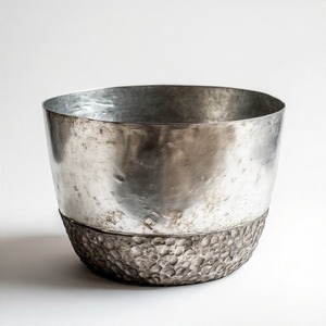 Pot d'éclat céleste en argent martelé Design destiné aux zones de jardin de luxe ou à l'aménagement paysager intérieur moderne - Product Image 3