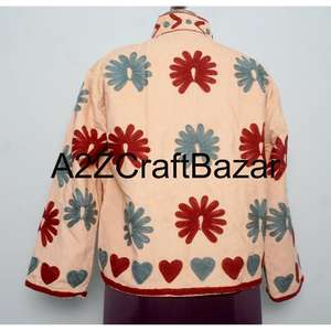 Chaqueta Cotrise A2ZCraftBazar, Bordado Vintage, Cuello Mao, Corte Regular, Transpirable, Ecológica, Secado Rápido, Algodón de Otoño - Product Image 3