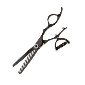 กรรไกรตัดผม24ซี่ฟันเหล็กคาร์บอนสูงสีดำกรรไกรทินเนอร์พร้อมที่วางนิ้ว - Product Image 5