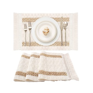 Unique Style Kitchen Dining Heat Resistant <b>Round</b> <b>Placemats</b> Boho Macrame Woven Tassel Print Table Mats Pad Non-Slip <b>Placemats</b> - Product Image 4