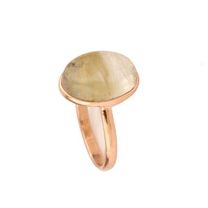 Anillo delicado de rutilo dorado Natural ovalado de 10x14mm para mujer, joyería fina chapada en oro rosa de alto pulido de plata sólida - Product Image 4
