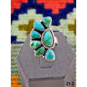 Bague ajustable artisanale en turquoise émeraude de la Vallée du Sud-Ouest et argent sterling, avec technologie d'incrustation à sertissage clos, idéale pour un cadeau - Product Image 2