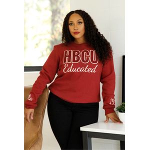 HBCU Delta Educado Chenille Sudadera Granate Neutral Bordado Letras Mezcla de algodón Divine Nine Greek Sorority Apparel - Product Image 2
