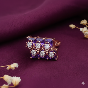 เพชรโมอิสพร้อมหินสีม่วง925แหวนเงิน - Product Image 1