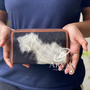 กระเป๋าสตางค์หนังวัวแบบตะวันตกสำหรับผู้หญิงมีซิปกระเป๋าเงินแบบคอนติเนนตัลมีสไตล์กระเป๋าคลัทช์พิมพ์ลายวัวธรรมชาติสำหรับใส่บัตรของขวัญสำหรับเธอ - Product Image 1