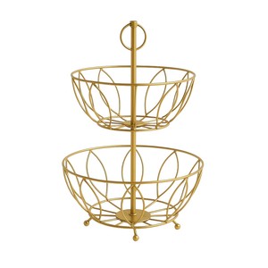 Bol à fruits en céramique de luxe de 10.5 ''avec base en métal doré centre de table moderne pour décor d'hôtel de maison de mariage - Product Image 1