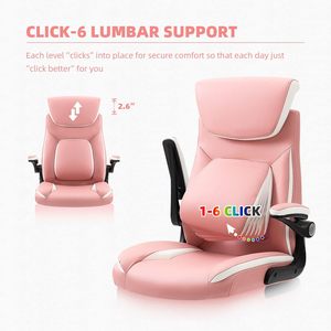 Sedia da Ufficio in Pelle PU Rosa con Supporto Lombare Regolabile e Braccioli per Uso Domestico e Ufficio - Product Image 3