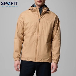 Blouson d'aviateur d'hiver avec design et logo personnalisé pour hommes, vêtements de pluie à l'avant, capuchon à col montant, polyester, coquille souple, imperméable - Product Image 1