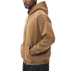 Sweat à capuche d'hiver entièrement personnalisé en molleton épais, délavé à l'acide, couleur unie, 100 % polyester, respirant, écologique, style streetwear pour - Product Image 4
