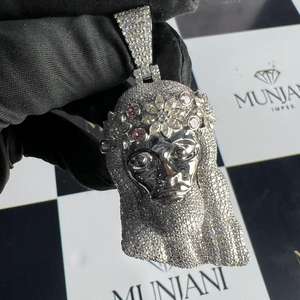 Collares con Colgante de Diamante Moissanite VVS, Chapados en Oro, Diseño Único Personalizado, Estilo Hip Hop de Moda, Certificados por IGI, Creados en Laboratorio - Product Image 5