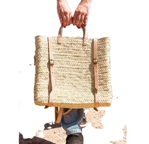 Panier français avec poignées en cuir et longues sangles Crochet Macramé Sacs de plage directement du fournisseur indien - Product Image 1